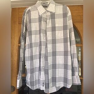 Tommy Bahama Men’s Island Soft White And Black Plaid Button Up Size XL